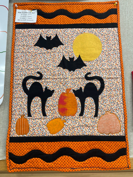 Quilted Cats and Bats Wall Hanging Kids Class