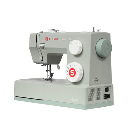 Singer Heavy Duty 4511 Sage right side with power switch and handwheel