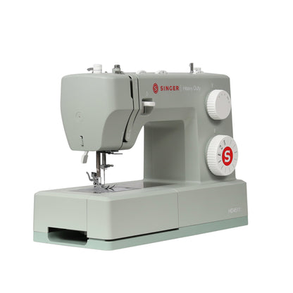 Singer Heavy Duty 4511 Sage three-quarter view with free arm cover