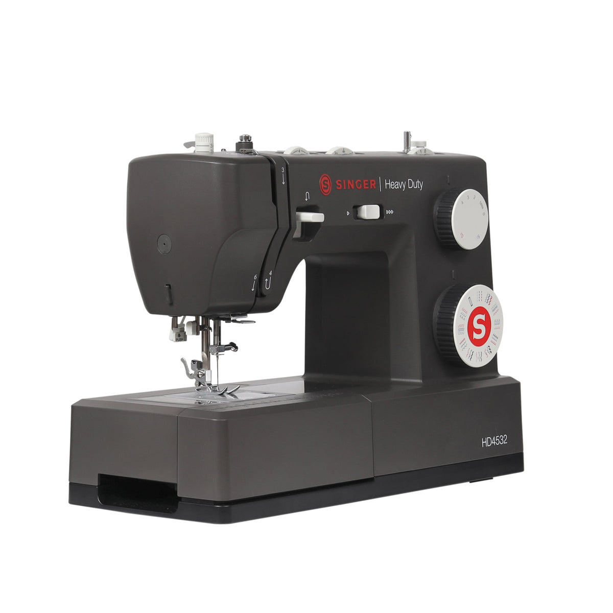 Singer Heavy Duty 4532 Charcoal sewing machine, angled front view