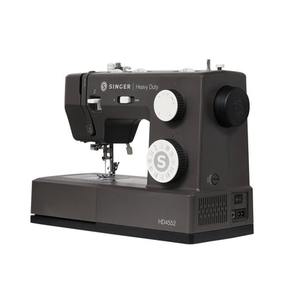 Singer Heavy Duty 4552 Charcoal right side with handwheel, power switch and power socket