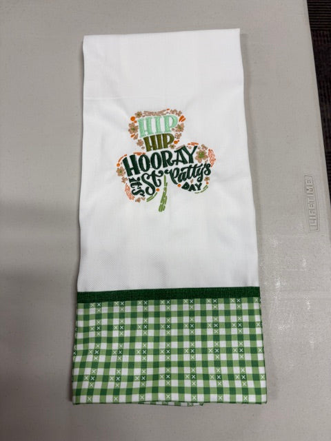 Embroidered shamrock towel project from the monthly embroidery class