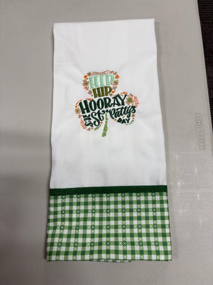 Embroidered shamrock towel project from the monthly embroidery class