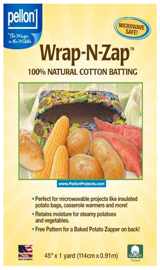 Pellon Wrap-N-Zap Cotton Batting, 45" x 36"