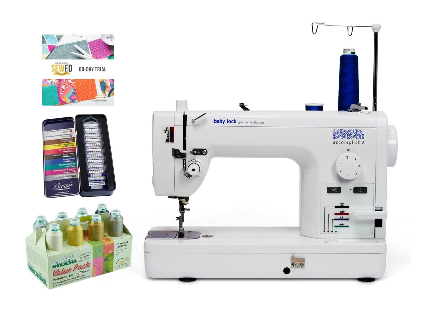 Baby Lock Accomplish 2 Sewing Machine - with FREE Online Classes (BA-LOK60D) - Quality Sewing & Vacuum