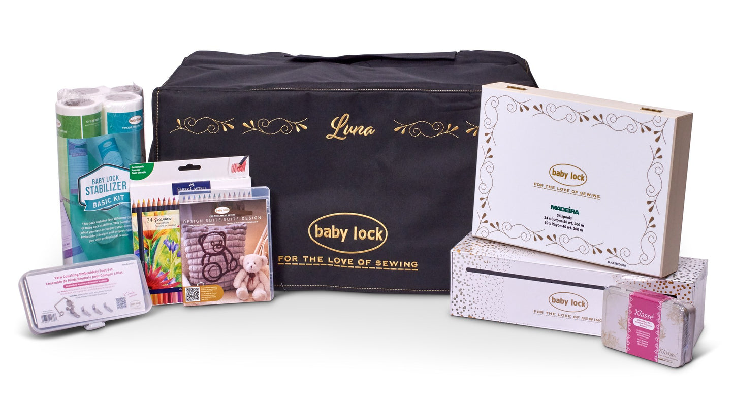 Baby Lock Luna machine bundle with bag and accessories
