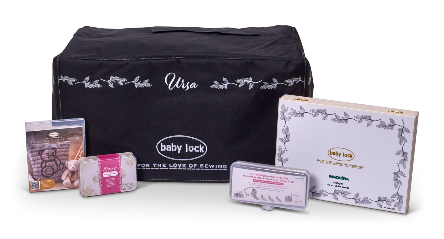 Baby Lock Ursa machine bundle with bag and accessories