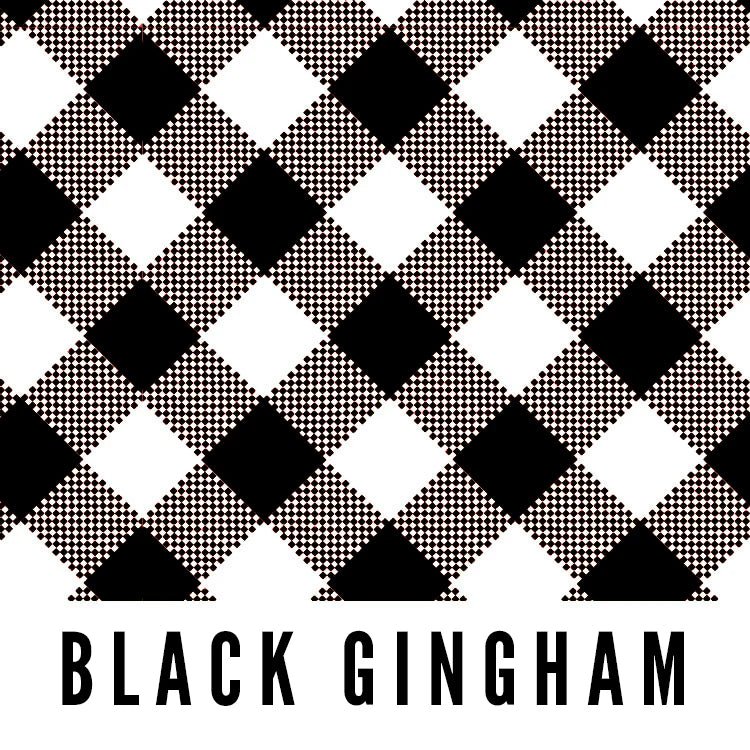Black Gingham Fabric - Laminated Cotton - by the 1/2 yard