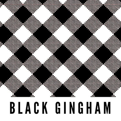 Black Gingham Fabric - Laminated Cotton - by the 1/2 yard