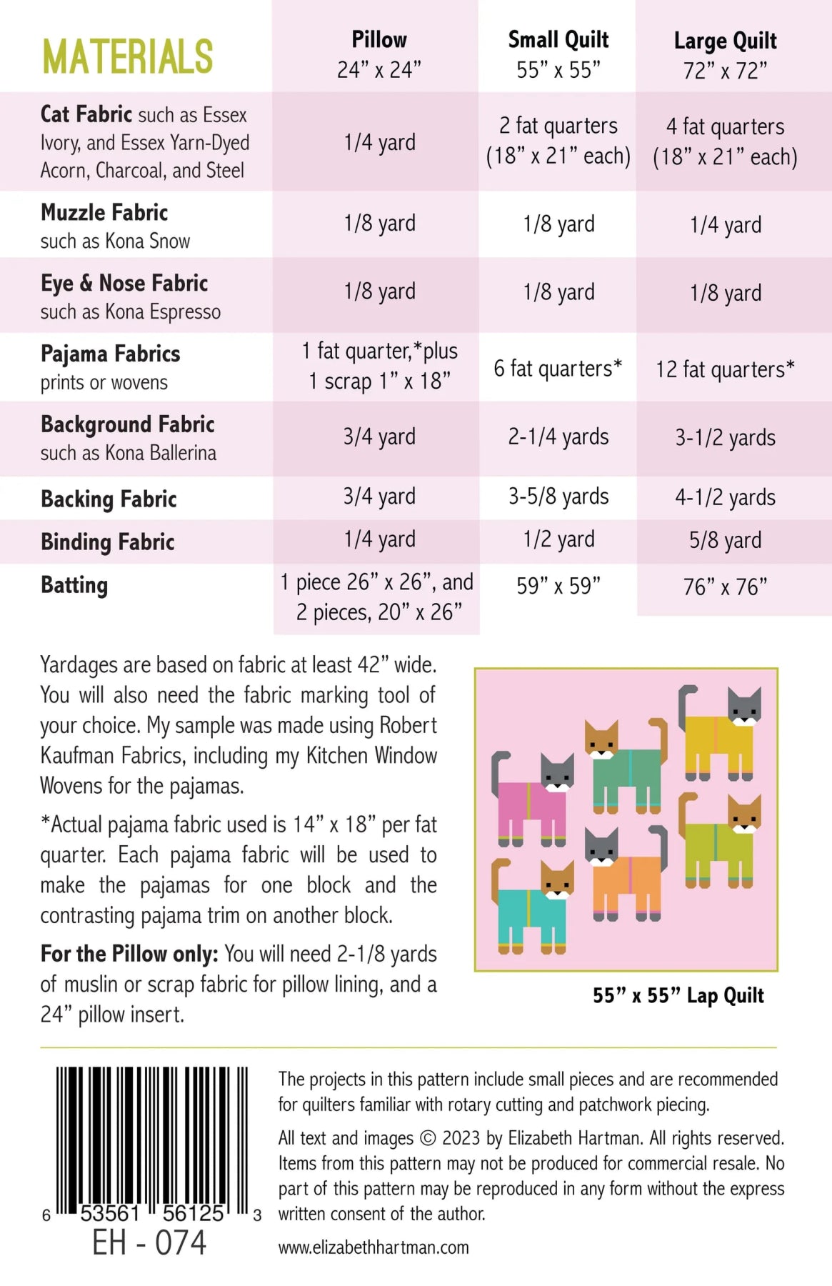 Cats in Pajamas Pattern