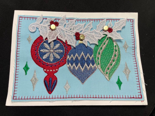 Christmas cheer: Machine Embroidered Christmas Card Class