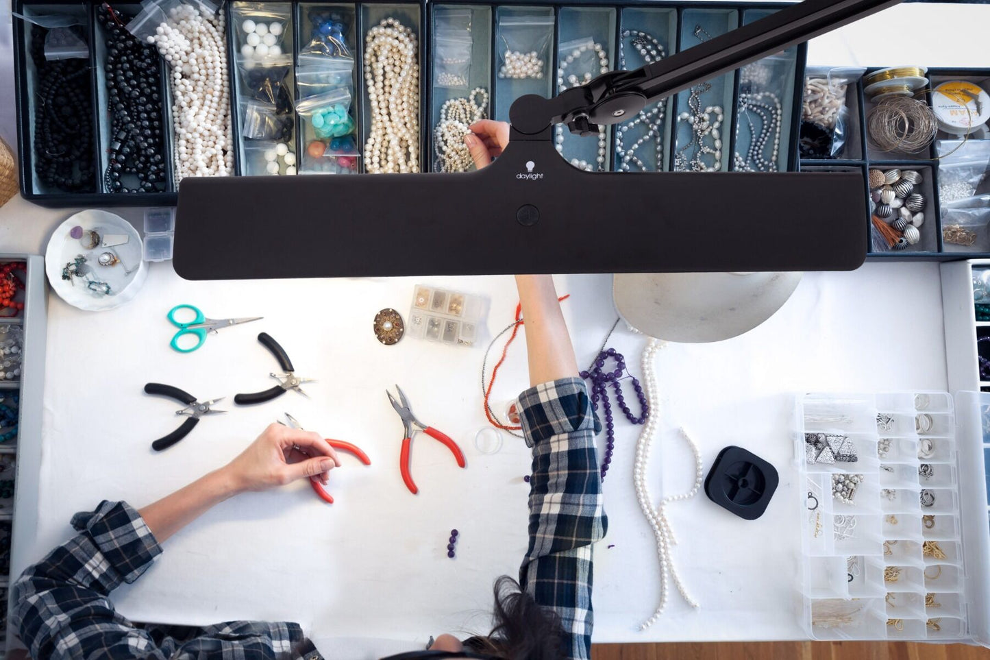 Daylight Lumi LED Task Light Desk Lamp with Clamp Limited Edition Satin Black - Quality Sewing & Vacuum
