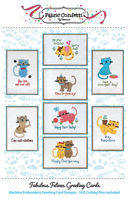 Fabulous Felines Greeting Cards - Embroidery Designs