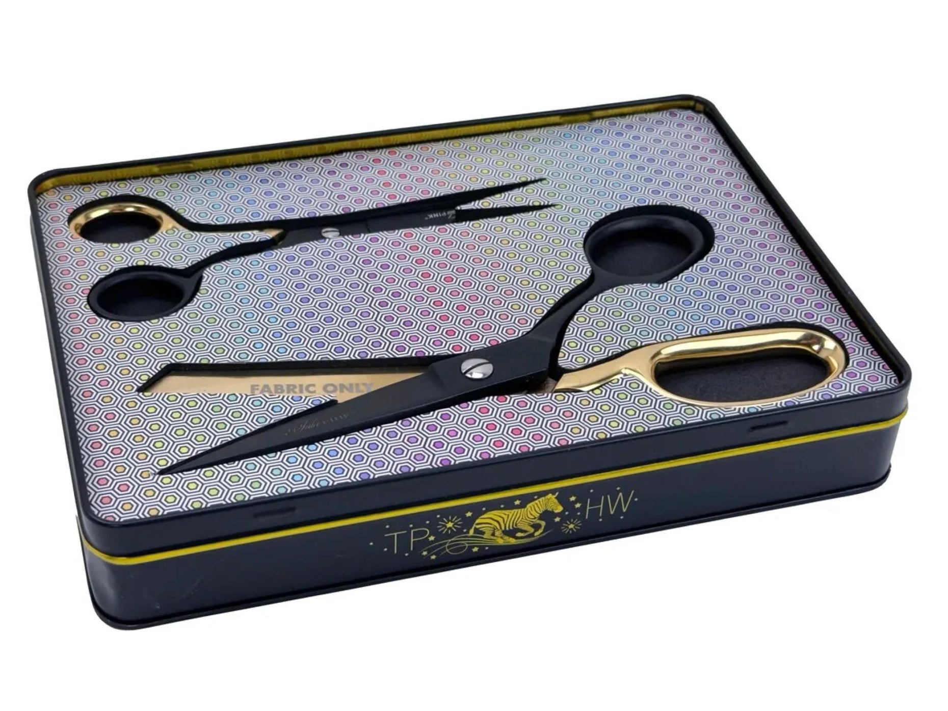 Tula Pink Limited Edition Black & Gold Scissor Tin