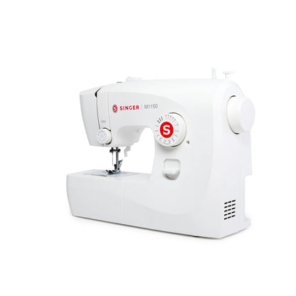 Singer M1150 sewing machine, angled front view with stitch selector dial