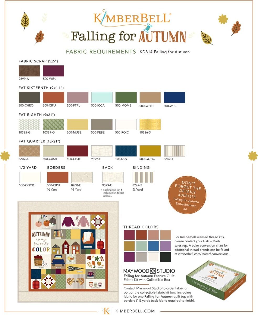 Kimberbell Falling for Autumn Quilt Kit - Quality Sewing & Vacuum