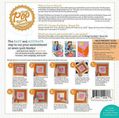 KimberBell Orange Pop Rulers Square Set KDTL101 - Quality Sewing & Vacuum