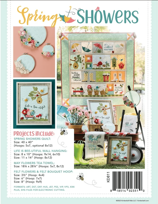 Kimberbell Spring Showers Quilt Machine Embroidery Pattern