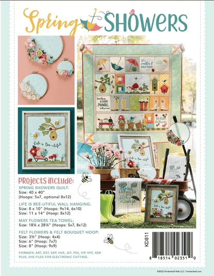 Kimberbell Spring Showers Quilt Machine Embroidery Pattern - Quality Sewing & Vacuum
