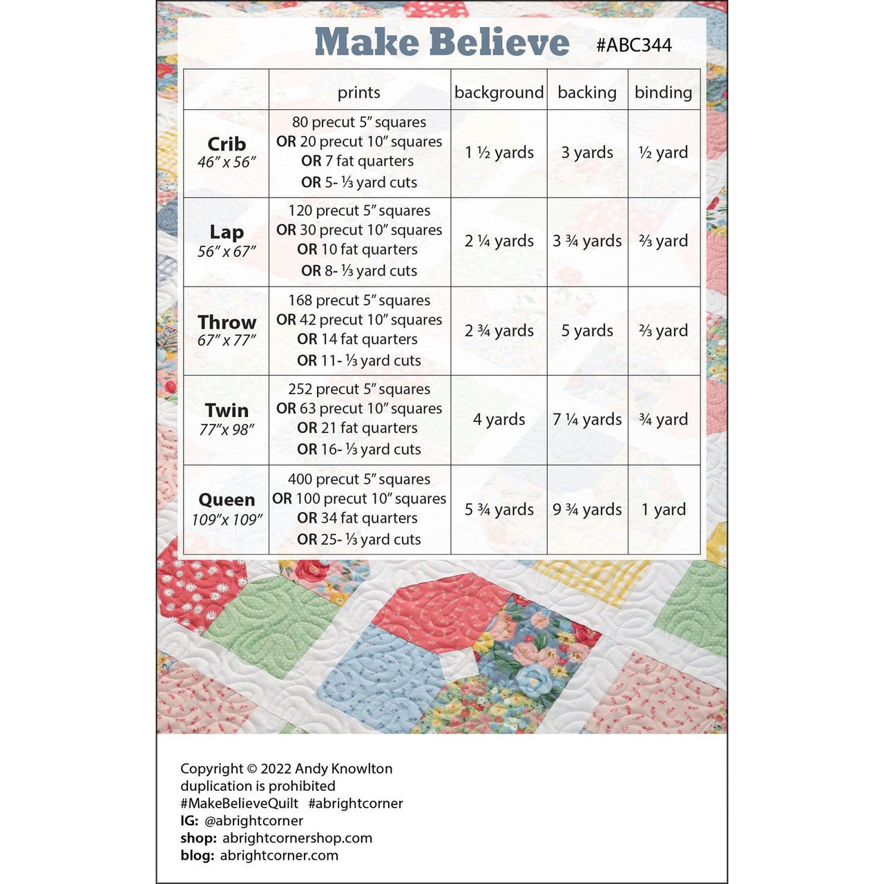 Make Believe Quilt Pattern