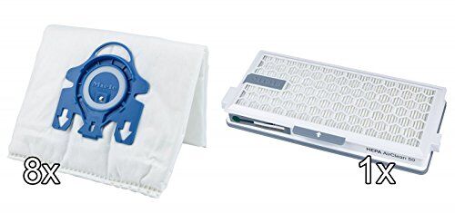 Miele Allergy XL Pack - 8x Airclean 3D GN Vacuum Bags +1 Hepa Filter SF-HA 50