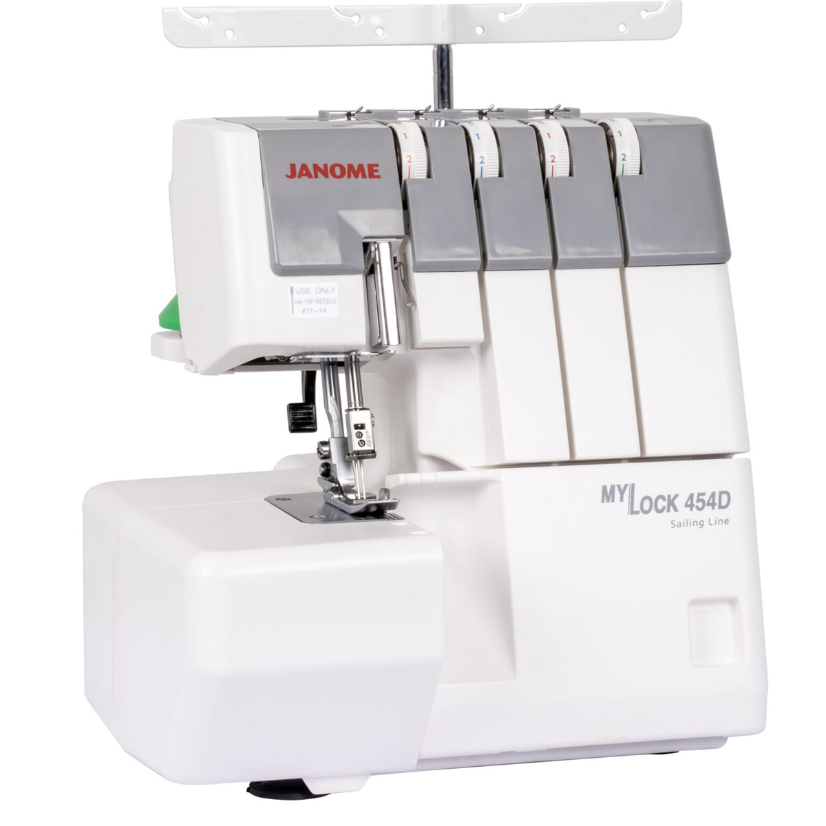 Janome MyLock 454D Sailing Line serger left angle view