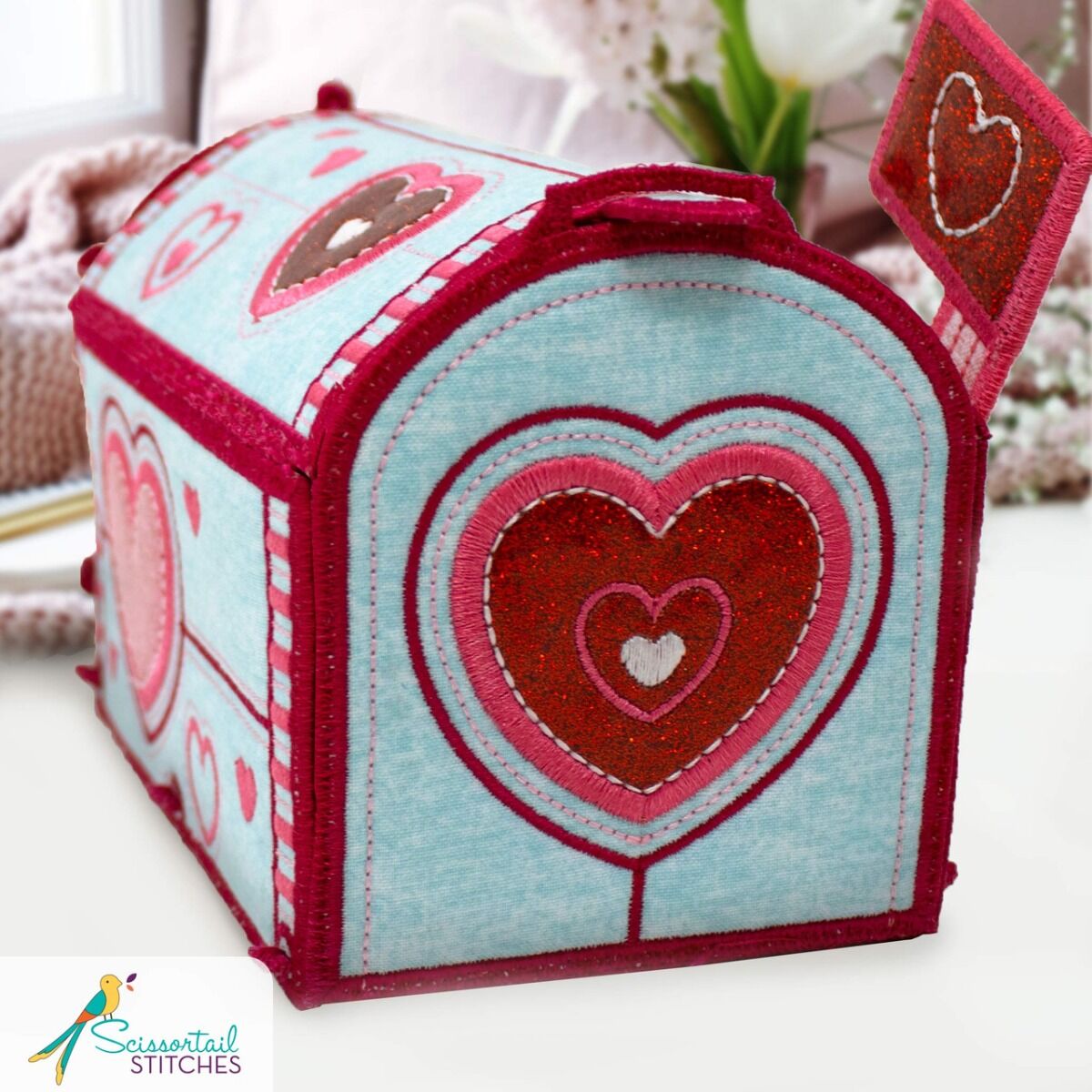 OESD Freestanding Valentine's Mailbox Embroidery Design on USB