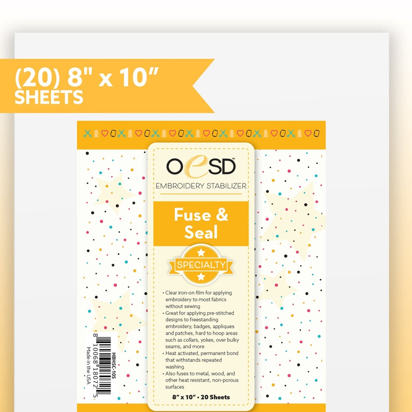 OESD Fuse and Seal CutAway Stabilizer - 8" x 10" Sheets