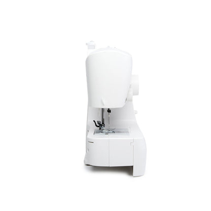 Singer M1150 sewing machine, end view with needle and presser foot