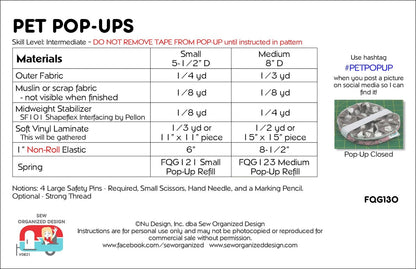 Pet Pop-Ups Pattern