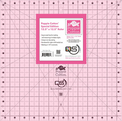 Quilters Select Pink Non-Slip Ruler by Poppie Cotton (4 Sizes)