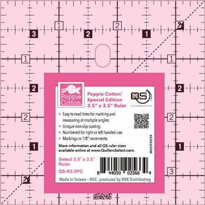 Quilters Select Pink Non-Slip Ruler by Poppie Cotton (4 Sizes)
