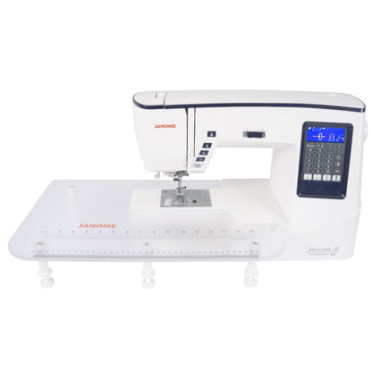 Janome Skyline S3 Anniversary Edition with the extension table attached