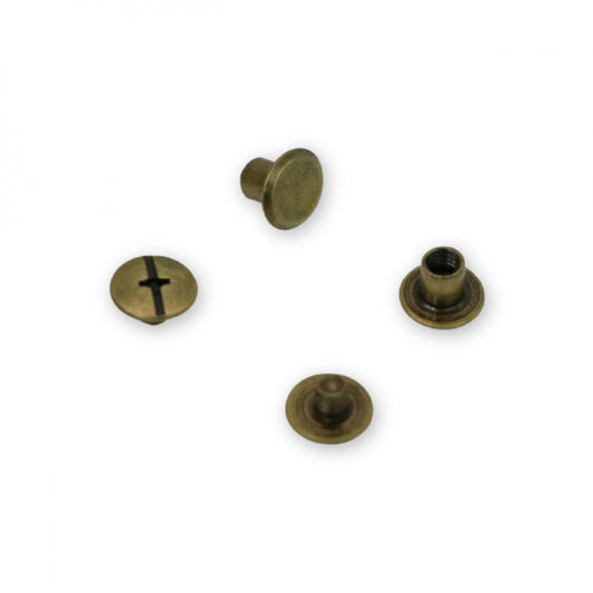 Sallie Tomato 6mm Chicago Screws, Set of 12, antique brass, bag making, bag hardware
