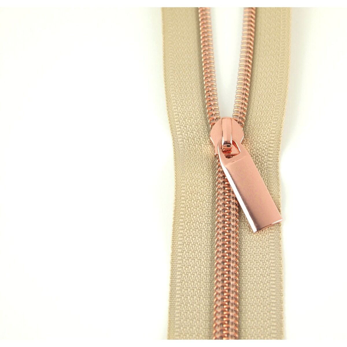 Sallie Tomato Beige #5 Nylon Coil Zipper 3 Yards with 9 Pulls