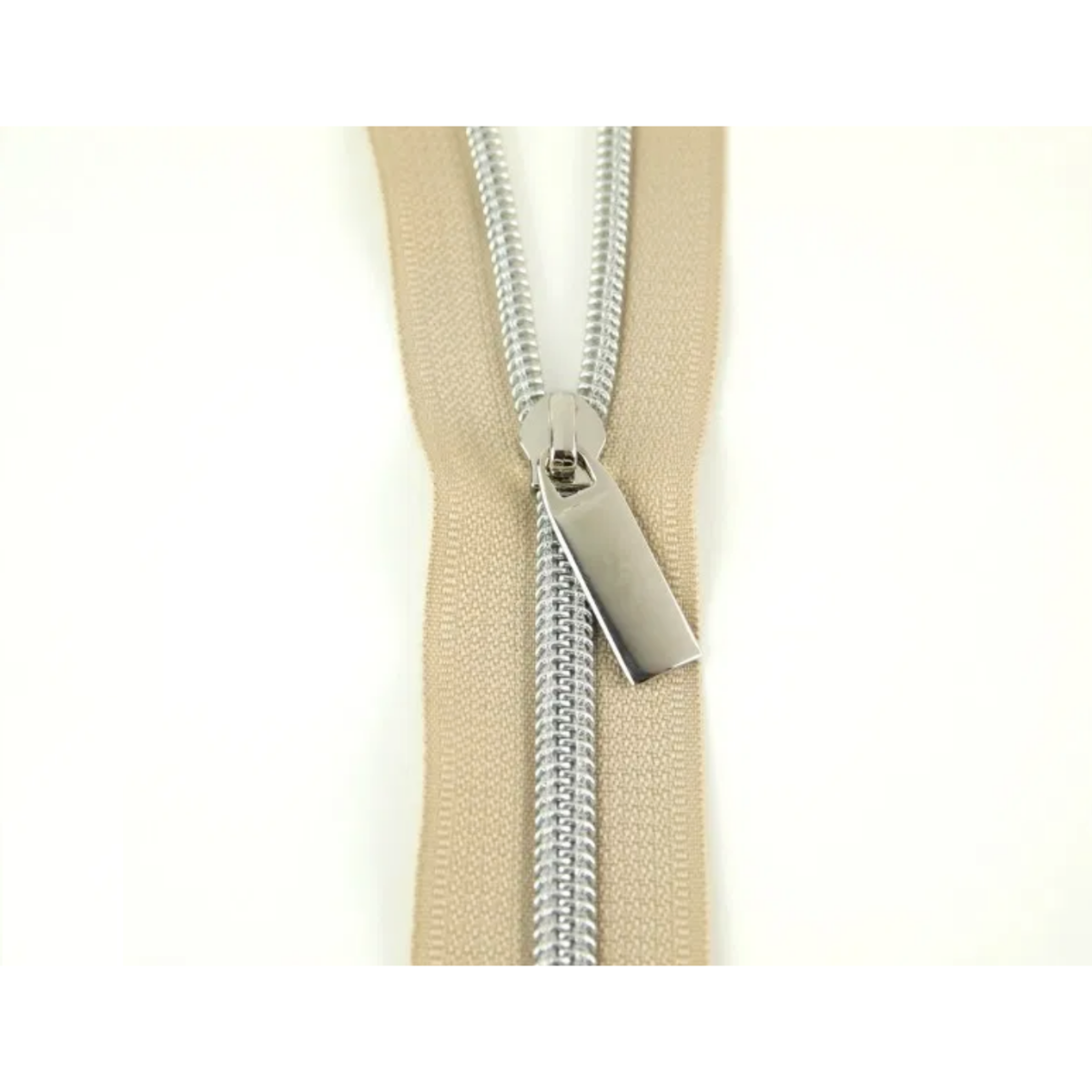Sallie Tomato Beige #5 Nylon Coil Zipper 3 Yards with 9 Pulls