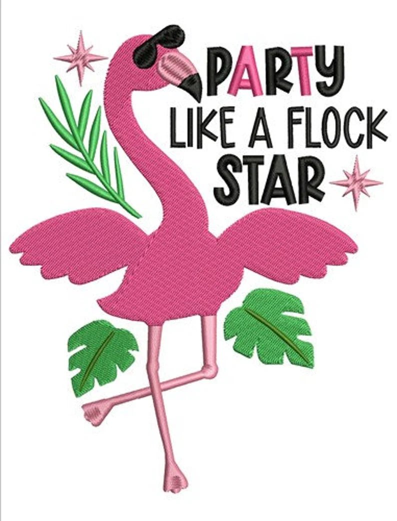 Sassy Flamingos Embroidery Design