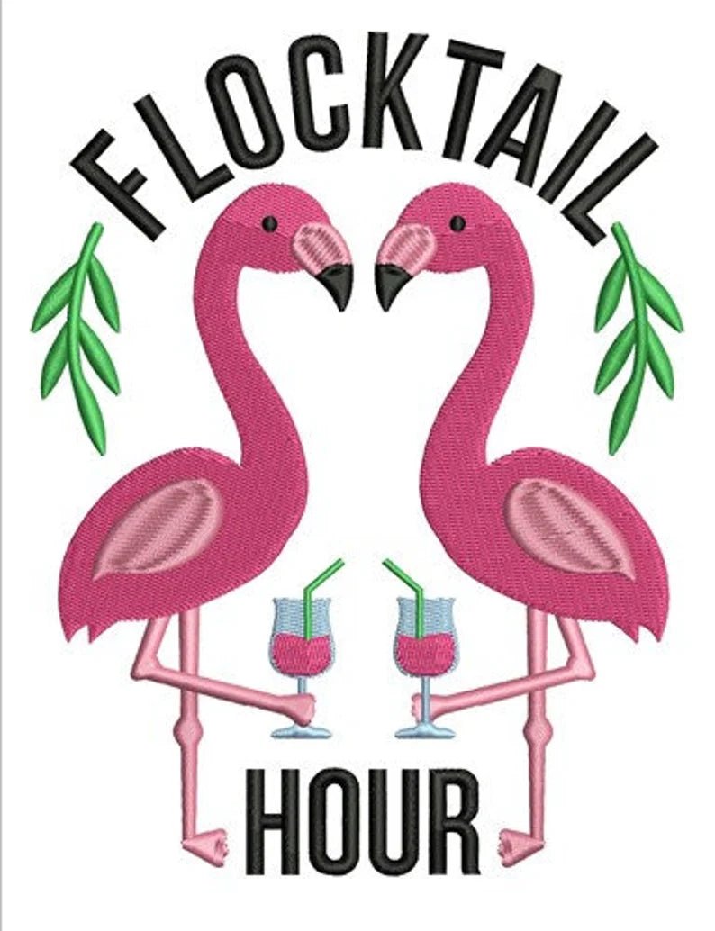 Sassy Flamingos Embroidery Design