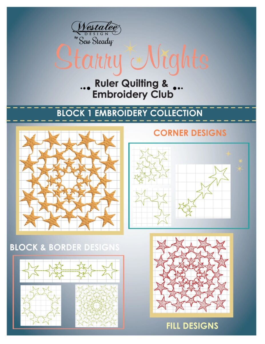 Sew Steady Starry Nights Ruler Work and Embroidery Club