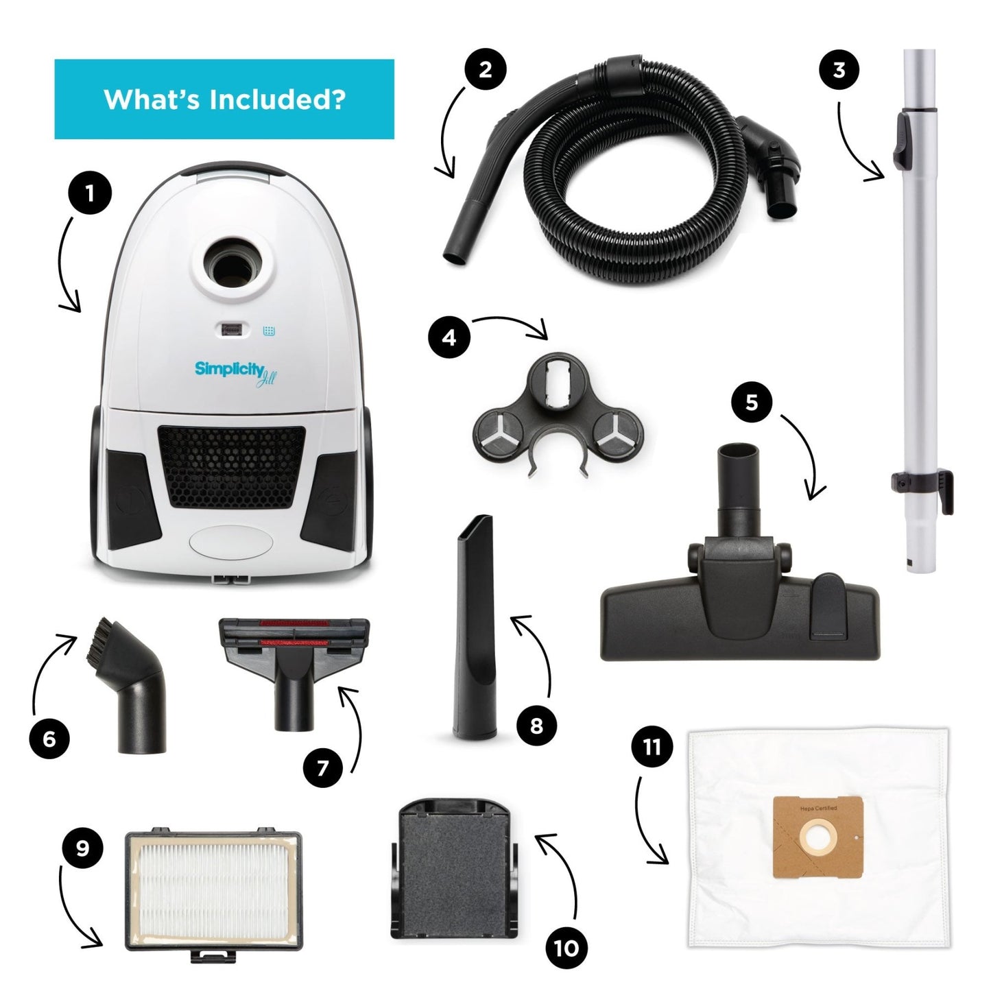 Simplicity Jill Canister Vacuum What is included
