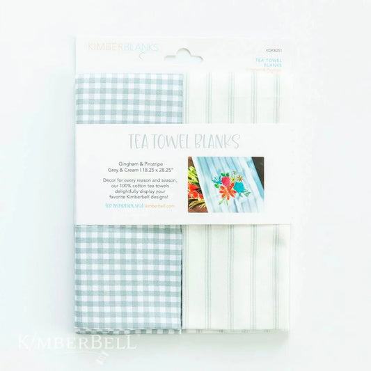 Towel KB Grey Gingham/Stripe 2pk