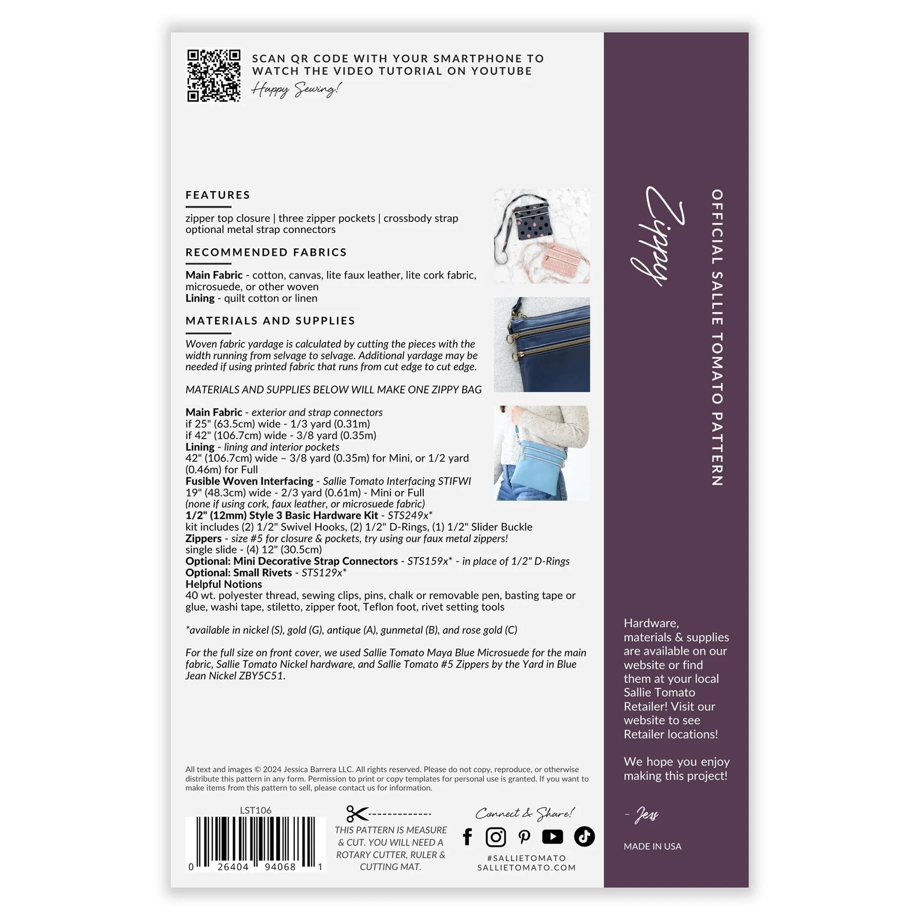 Zippy Bags Paper Pattern