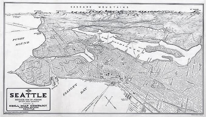 Seattle Map Fabric Panel