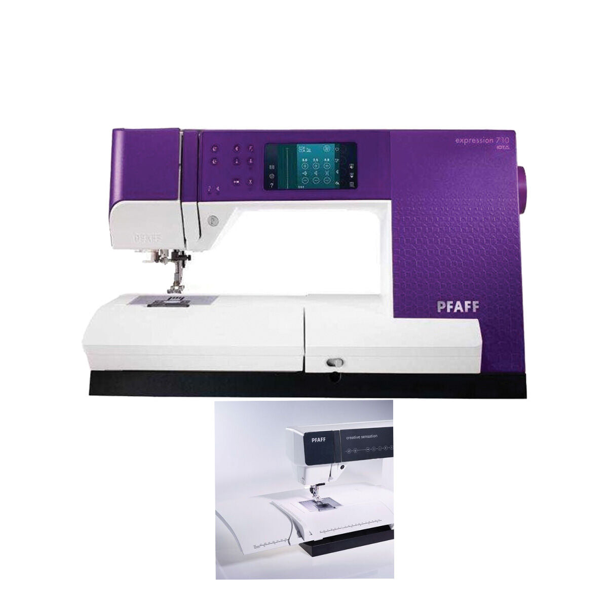 Pfaff Expression 710 Full Front View,Pfaff Expression 710 Touch Screen,Pfaff Expression 710 Decorative Stitches,Pfaff Expression 710 Sewing Inspiration,Pfaff Expression 710 Sewing and Quilting Machine with FREE Gift (PFEXP710 + 821181096)