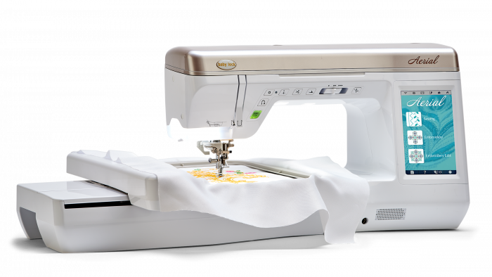 Baby Lock Aerial Sewing and Embroidery Machine,Baby Lock Aerial  with Embroidery Unit Attached,Baby Lock Aerial Sewing and Embroidery Machine,Baby Lock Aerial Sewing and Embroidery Machine,Baby Lock Aerial Sewing and Embroidery Machine,The Baby Lock Aerial Sewing and Embroidery Machine has a Large Workspace,Baby Lock Aerial