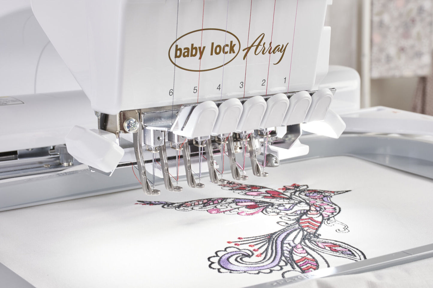 Baby Lock Array 6 Needle Embroidery Machine - with FREE Gifts (BA-LOK60D + R-THREADRACK + F100TS + 32124USB)
