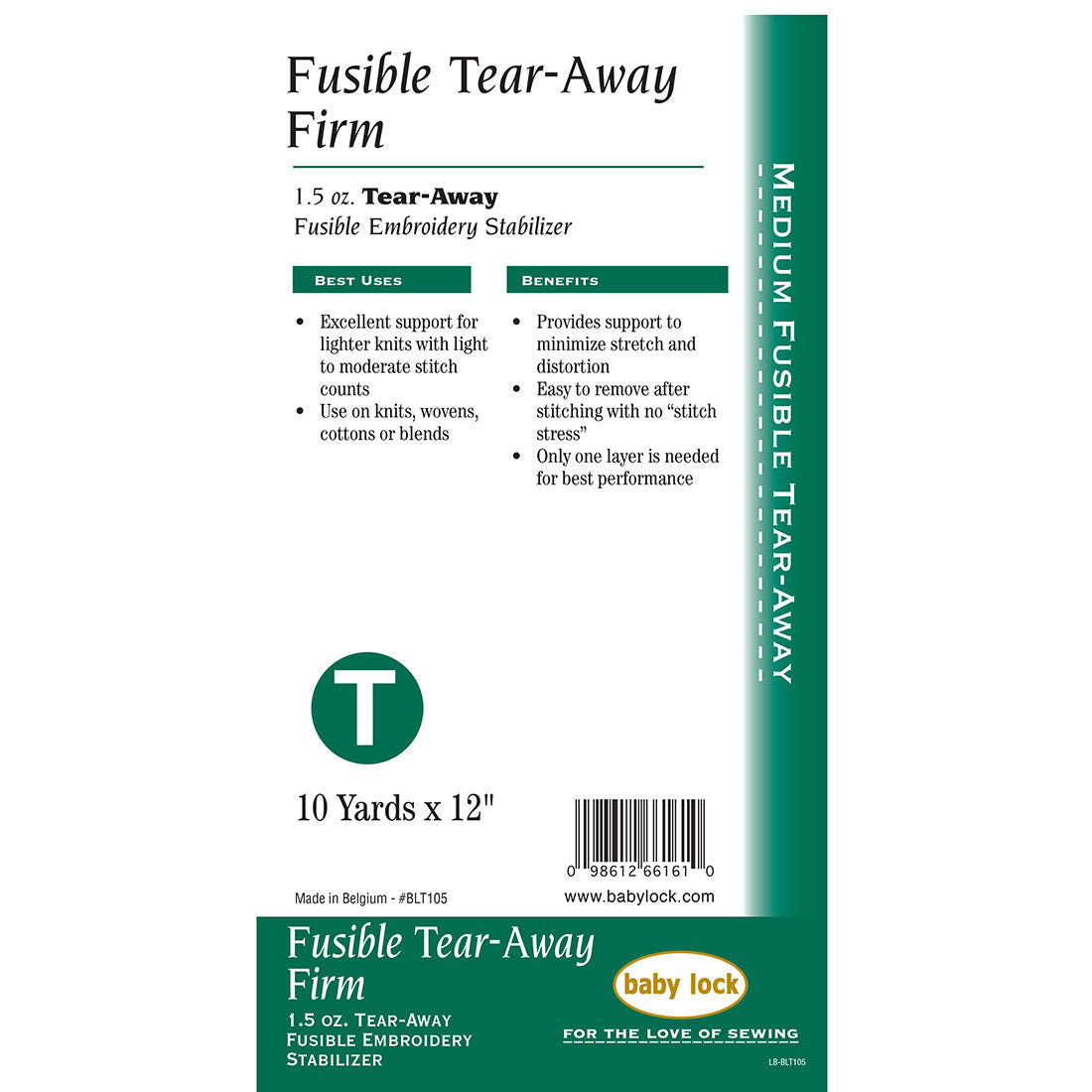 Baby Lock Fusible Tear-Away Firm Stabilizer