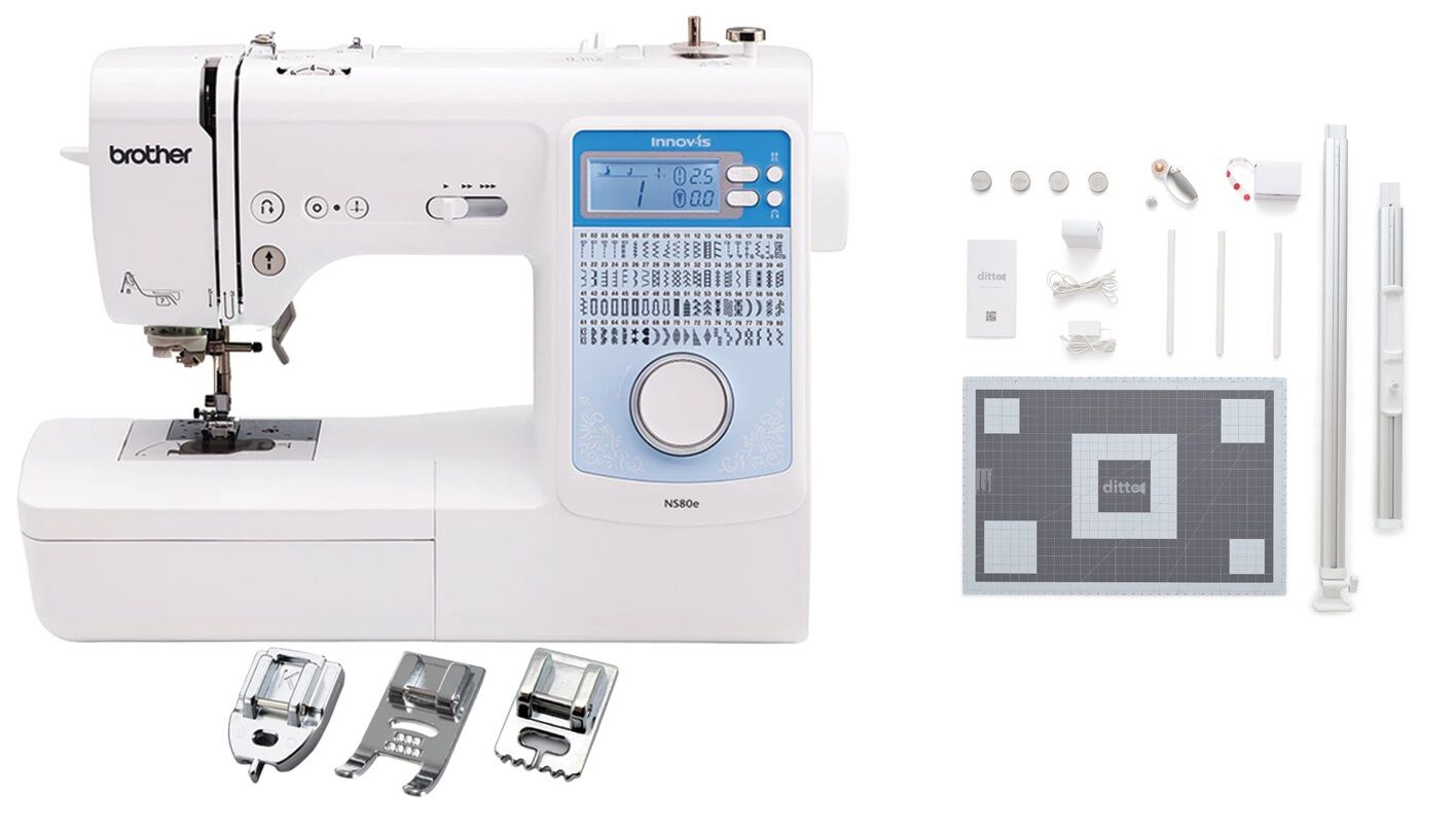 Brother Innov-is NS80E Sewing Machine and Ditto Sewing Pattern Projector - with FREE Gifts (SA102 + SA194 + SA158)