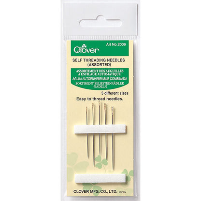 Clover Self-Threading Needles, Pack of 5 Assorted 2006