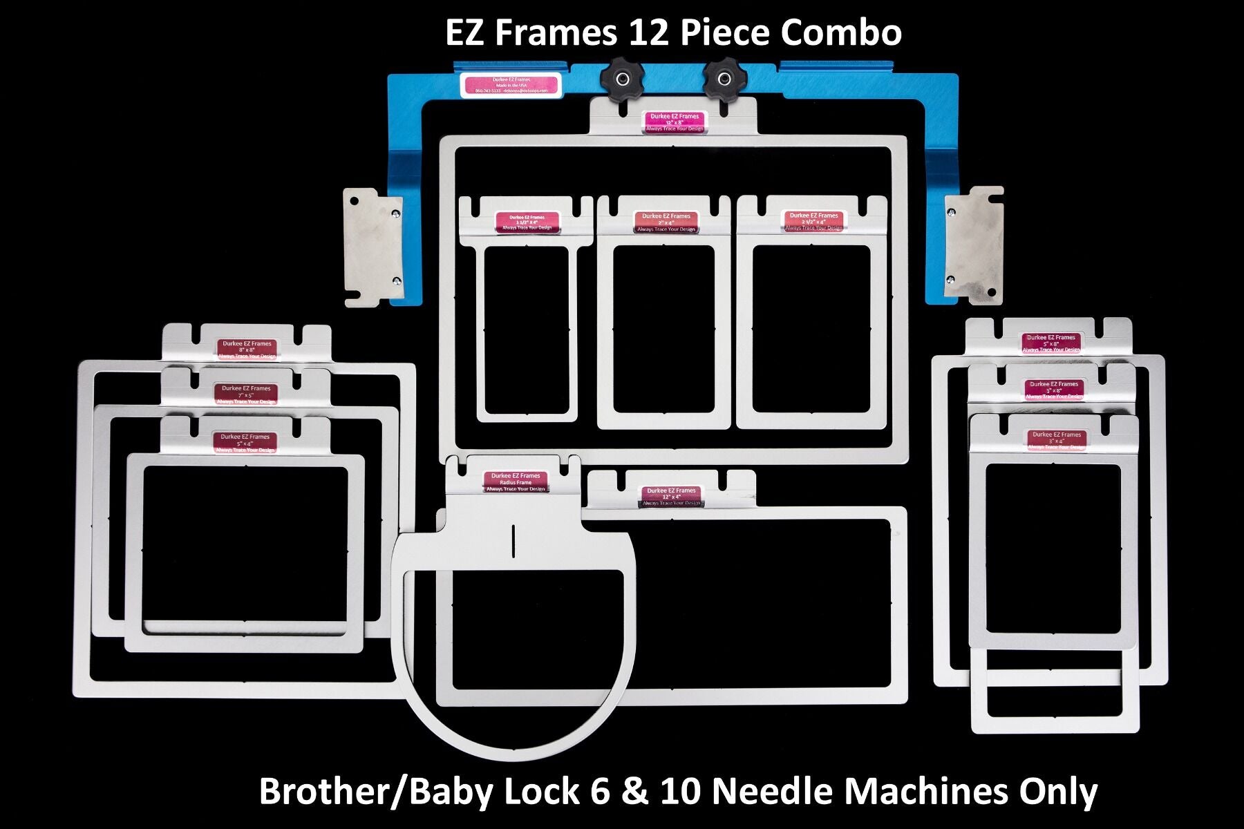 Ricoma 1010 EZ Frames 12 Piece Master Pack by Durkee Hoops